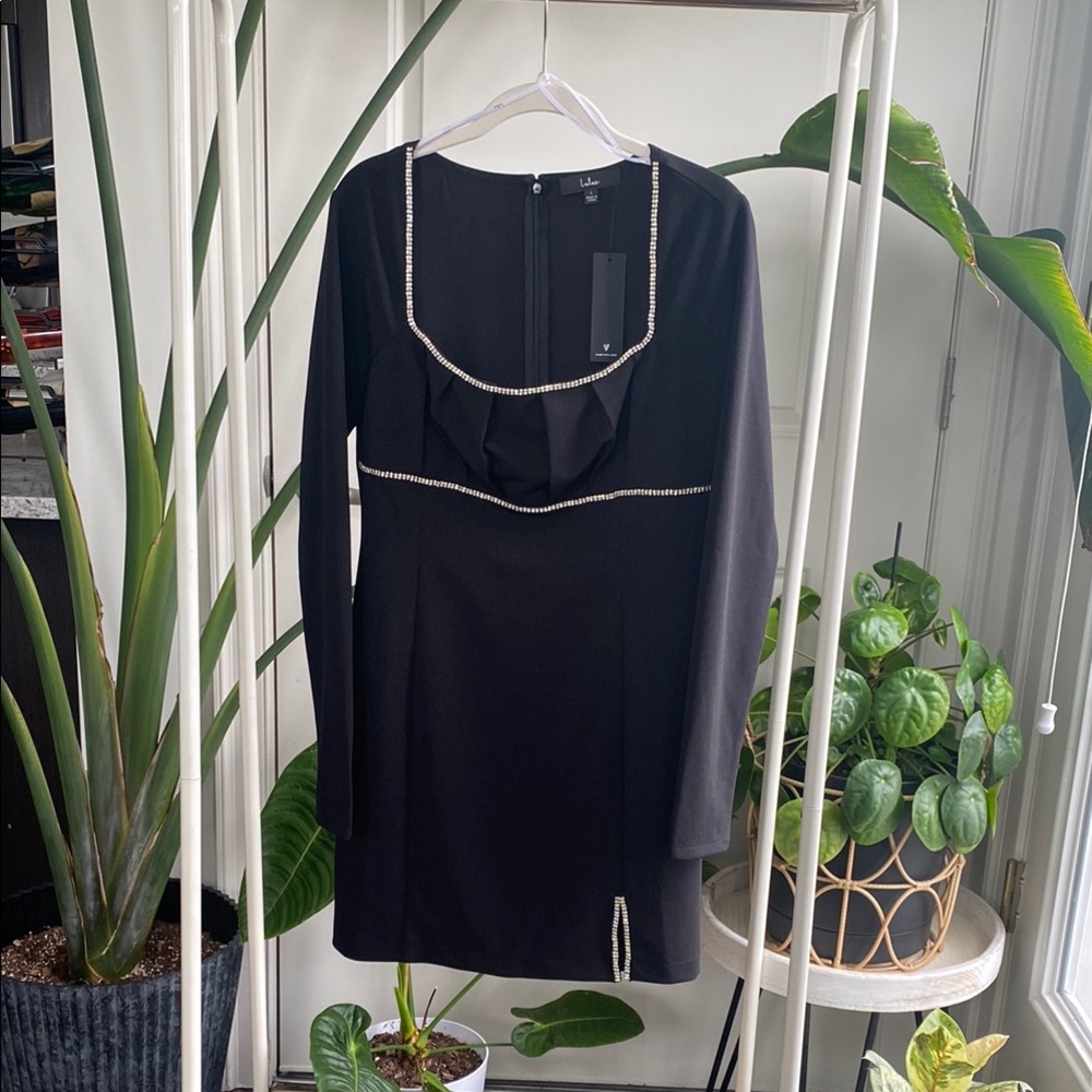 Lulu's Black Dress with Gem Details - Picture 5 of 8